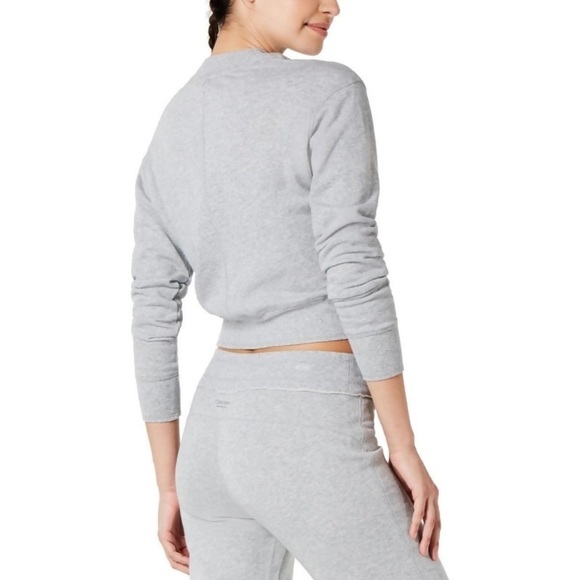 Calvin Klein Performance Logo Cropped Grey Crewneck Sweatshirt - Picture 2 of 14